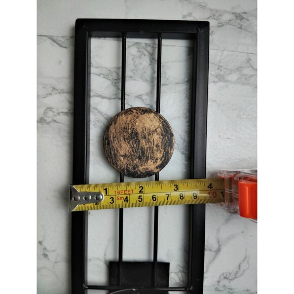 Contemporary Metal Brown Wall Candle Sconces with Antique Patina Medallions - Picture 8 of 12